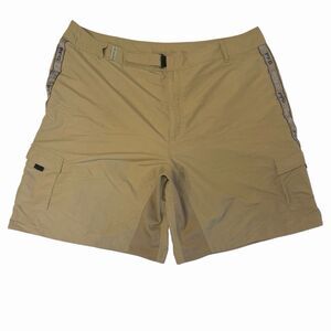 Columbia PFG Fishing Cargo Shorts XL Khaki Vented Nylon Marina Utility Bold